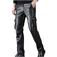 Idopy Men`s Multi Pockets Motorcycle Workwear PU Faux Leather